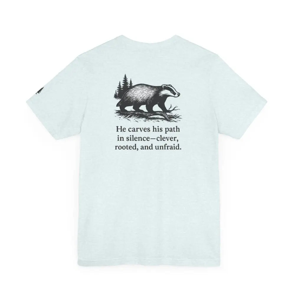 Light blue badger scout t-shirt with heritage-inspired wildlife graphic