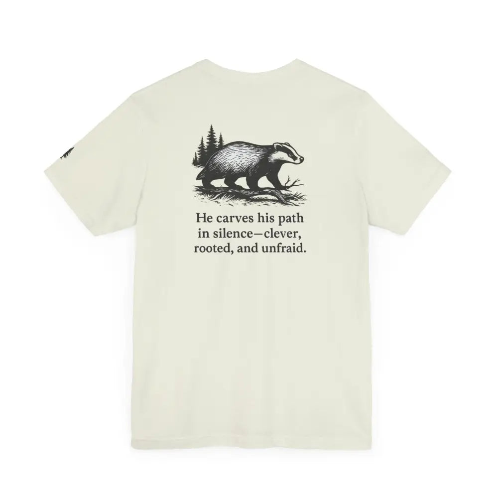 Badger Scout T-Shirt in cream with heritage-inspired badger design