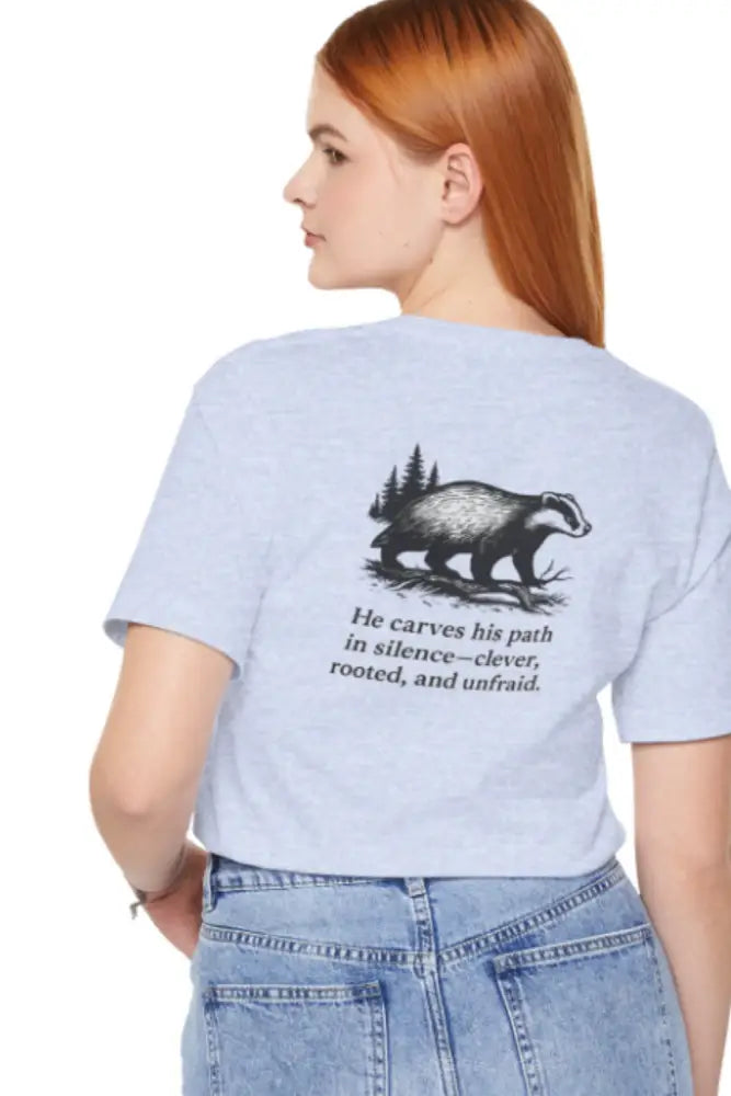 Badger Scout T-Shirt in light blue with heritage-inspired badger graphic