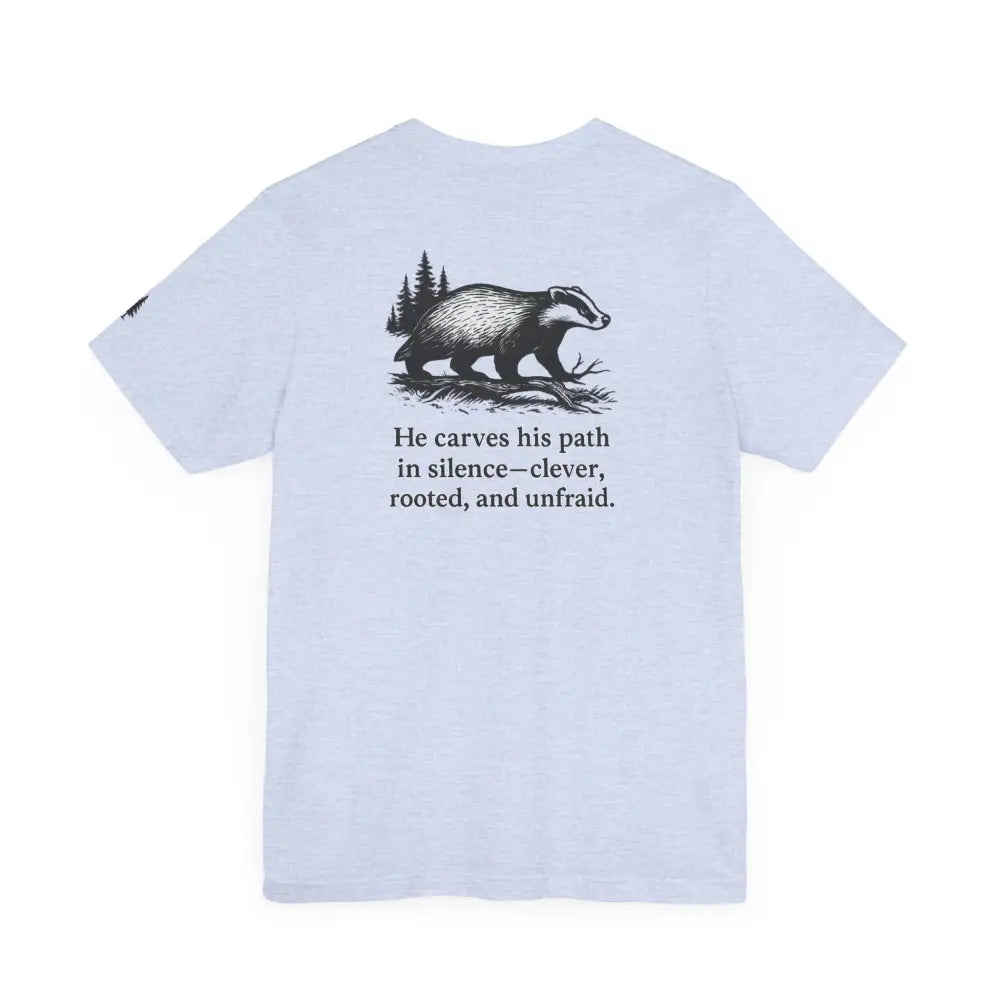 Light blue badger scout t-shirt with heritage-inspired badger graphic