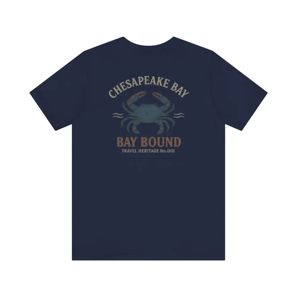 Navy blue Chesapeake Bay shirt with Bay Bound blue crab graphic