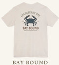 Bay Bound blue crab graphic on Chesapeake Bay shirt