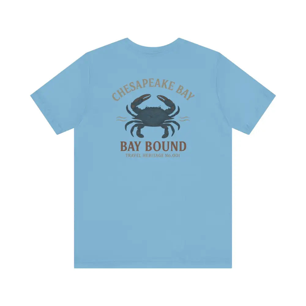 Bay Bound blue crab graphic on Chesapeake Bay shirt