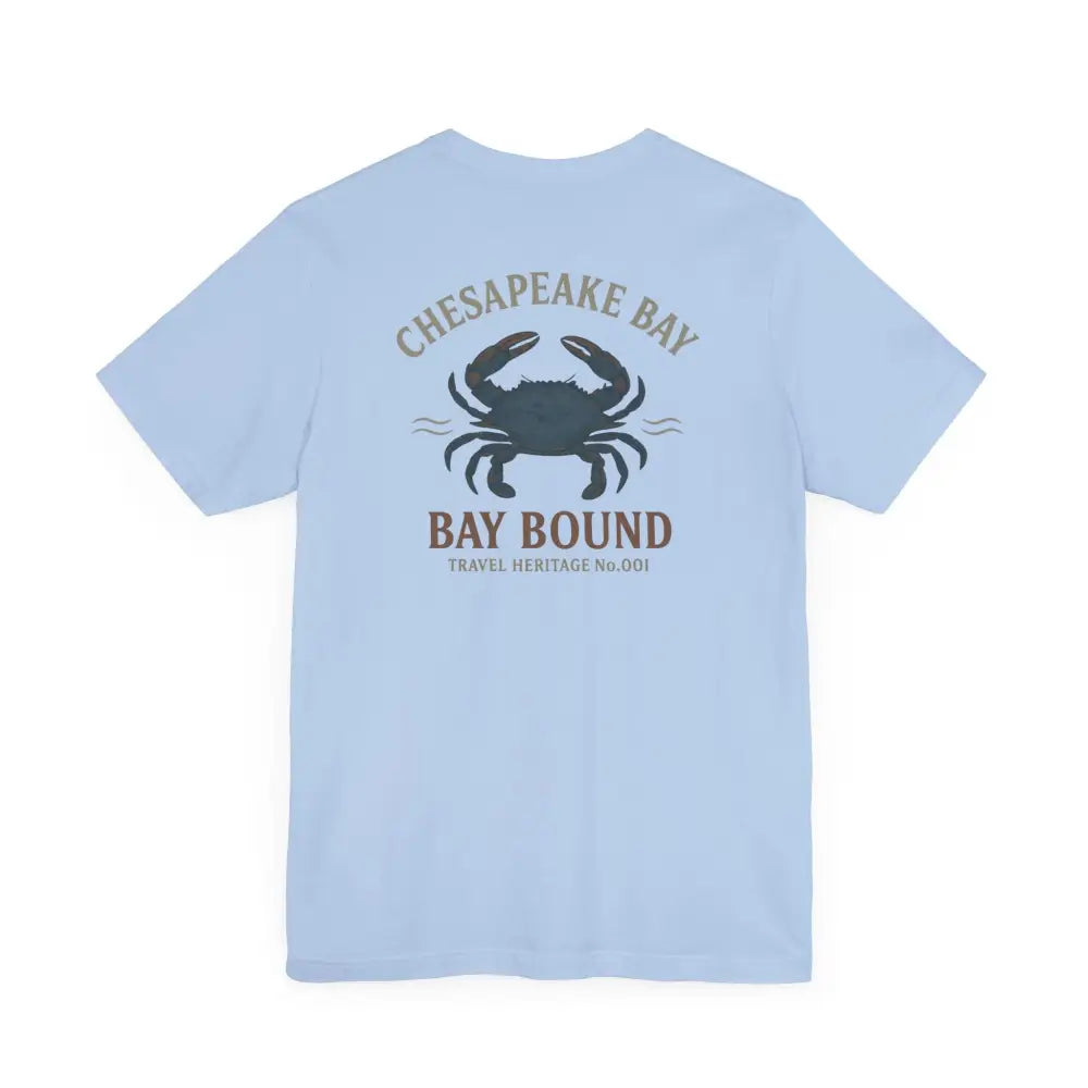 Bay Bound blue crab graphic on Chesapeake Bay shirt