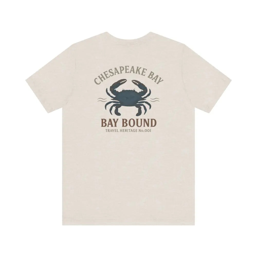 Bay Bound blue crab graphic on cream Chesapeake Bay shirt