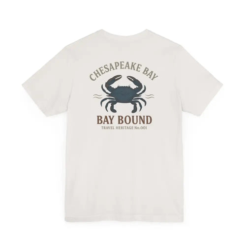 Bay Bound blue crab graphic on Chesapeake Bay shirt