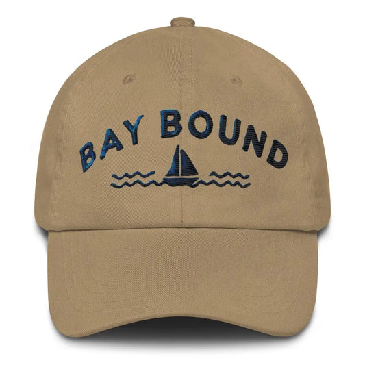 Bay Bound Embroidered Dad Hat - Low Profile Adjustable Strap Coastal Style Maryland Chesapeake - Khaki - Hats khaki