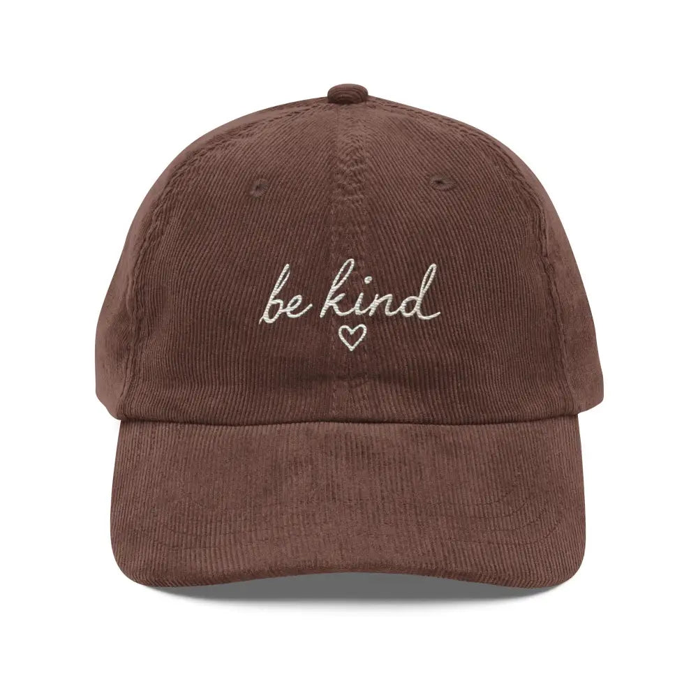 Trini Skies vintage corduroy embroidered cap with Be Kind