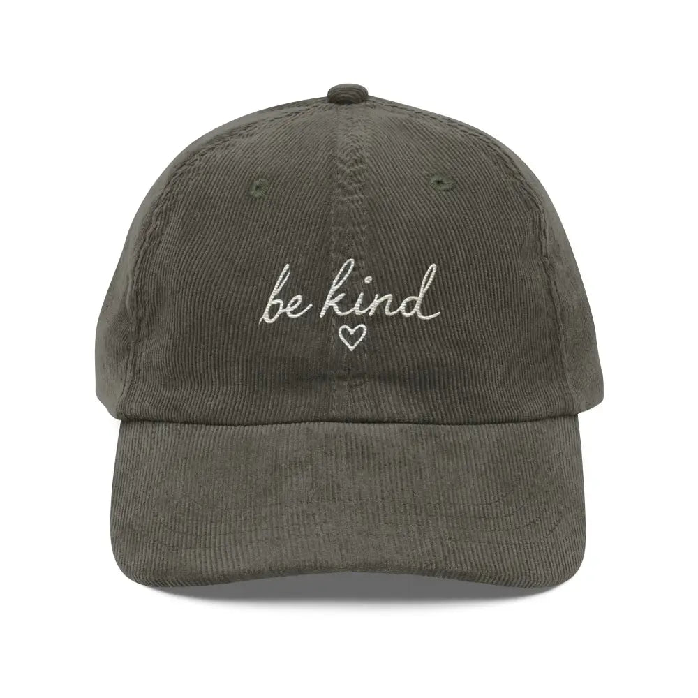 Trini Skies vintage corduroy embroidered cap with Be Kind