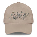 Beautiful embroidered butterfly flowers dad hat with adjustable strap