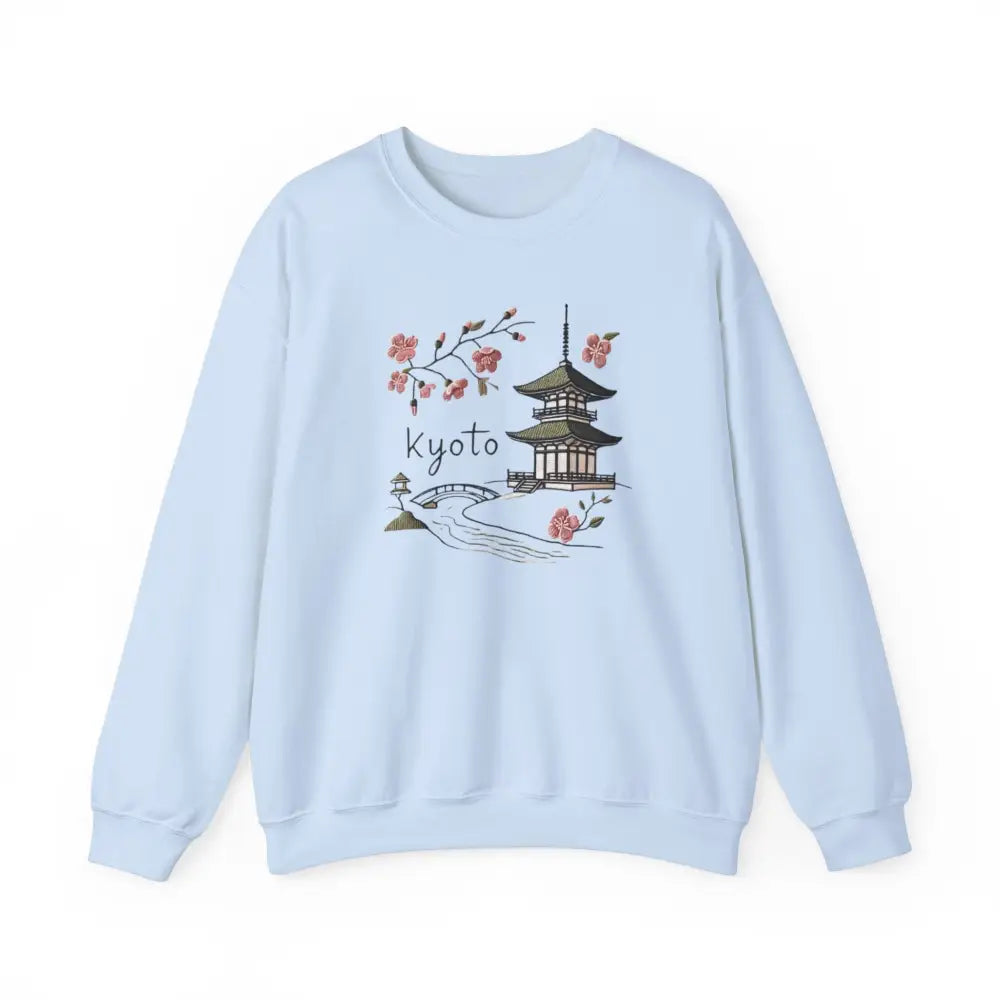 Beautiful Kyoto pagoda crewneck sweatshirt with cherry blossoms