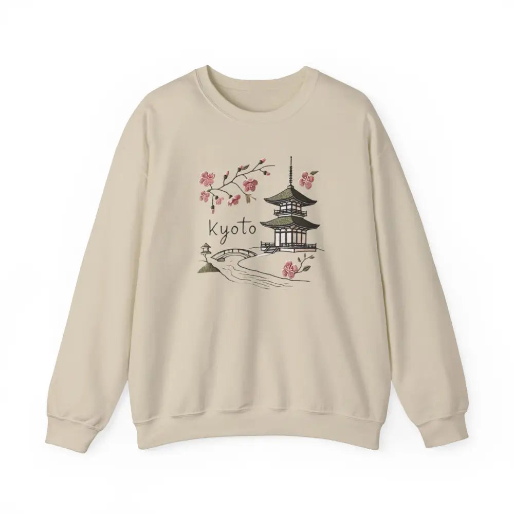 Beautiful Kyoto pagoda graphic on crewneck sweatshirt