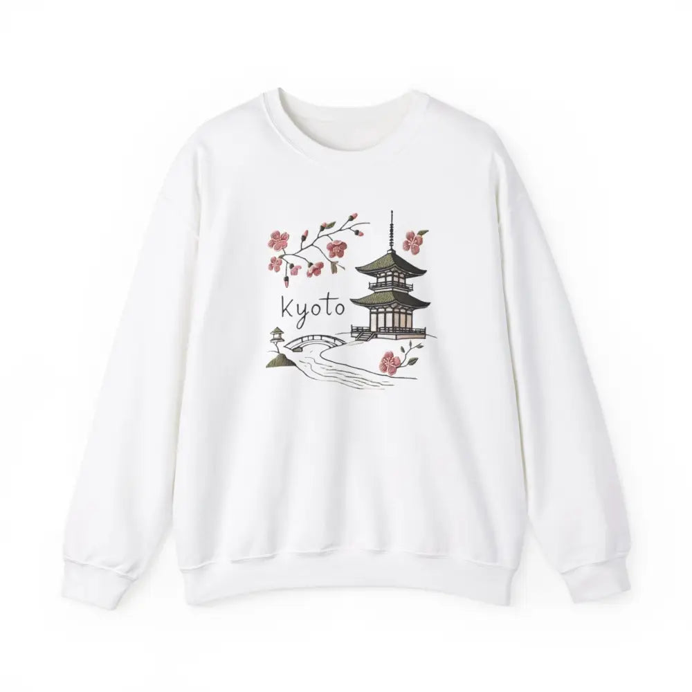 Beautiful Kyoto pagoda graphic crewneck sweatshirt in white