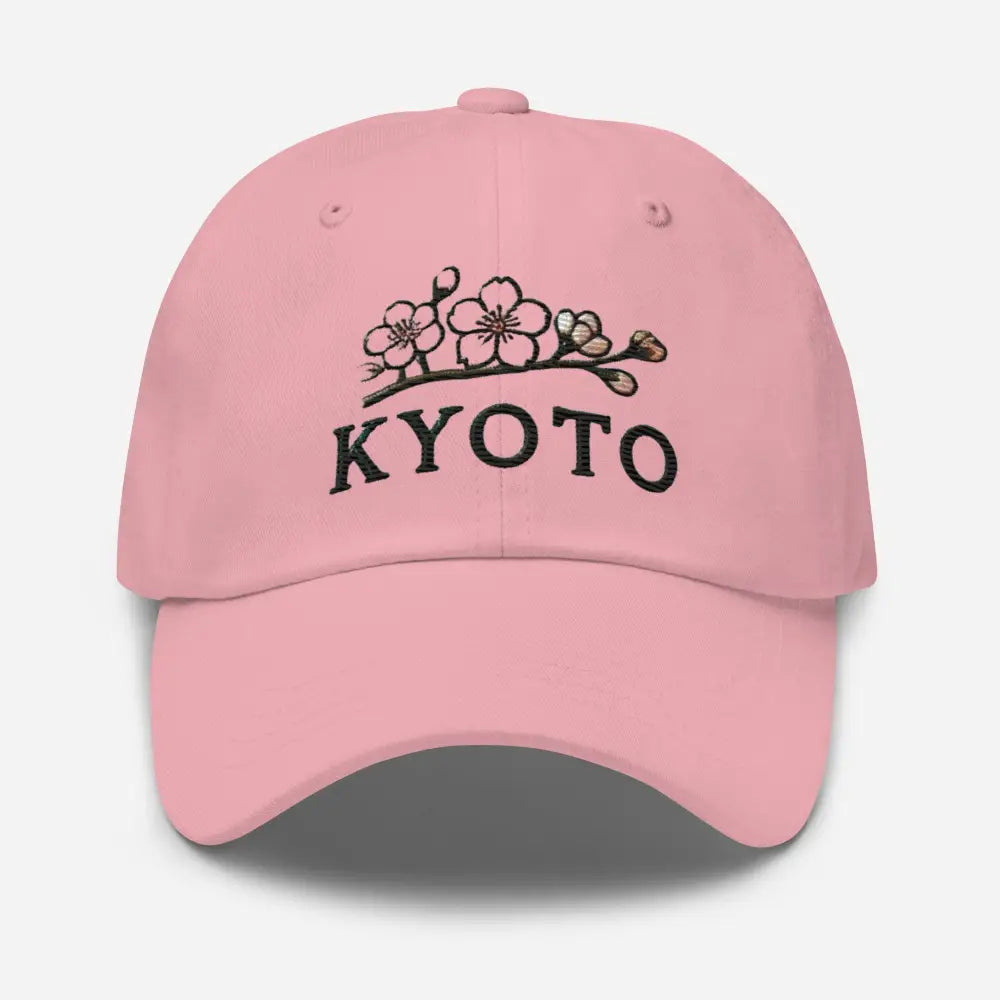 Pink embroidered cherry blossom dad hat from Beautiful Kyoto Japan