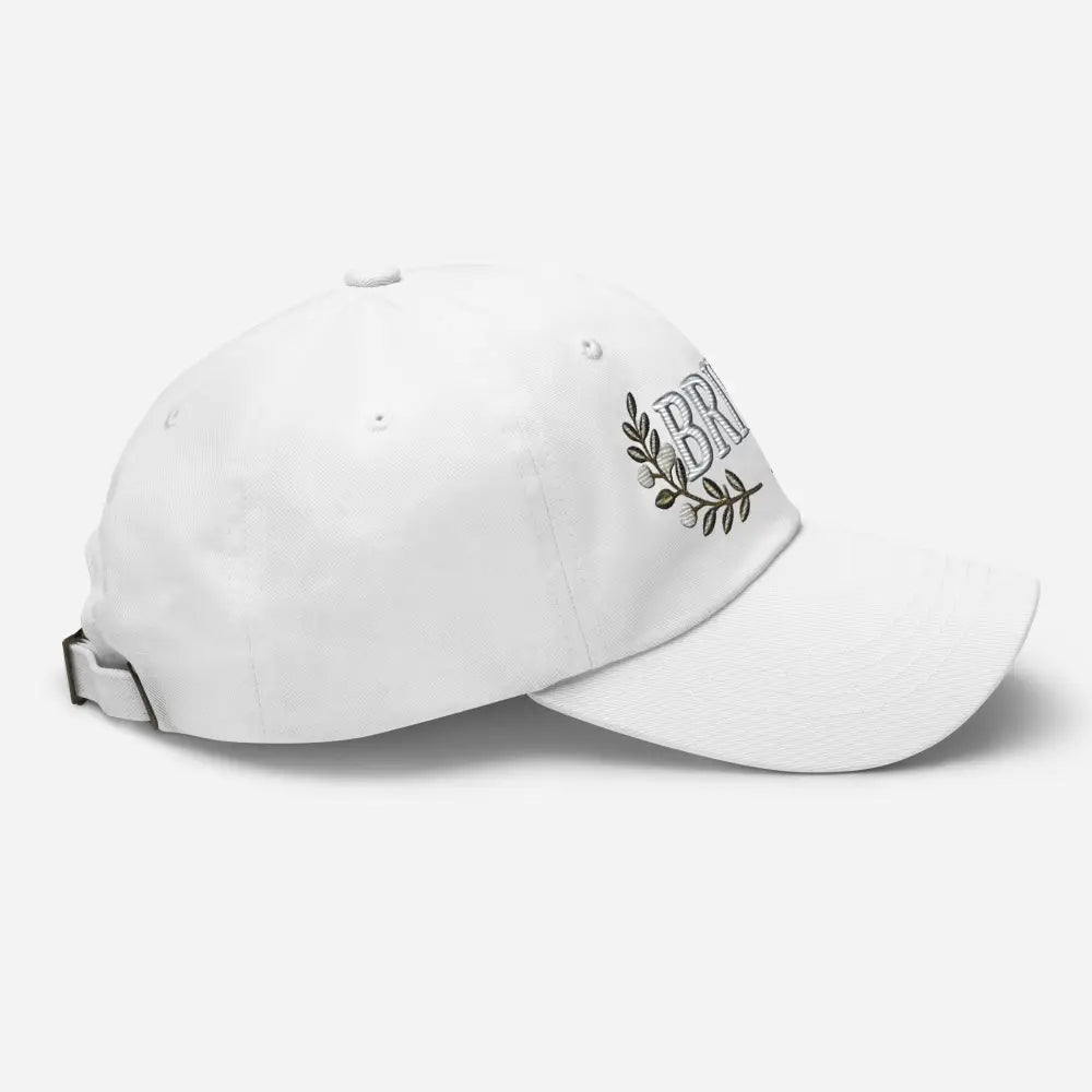 Embroidered bride floral white baseball cap with olive branch and BR