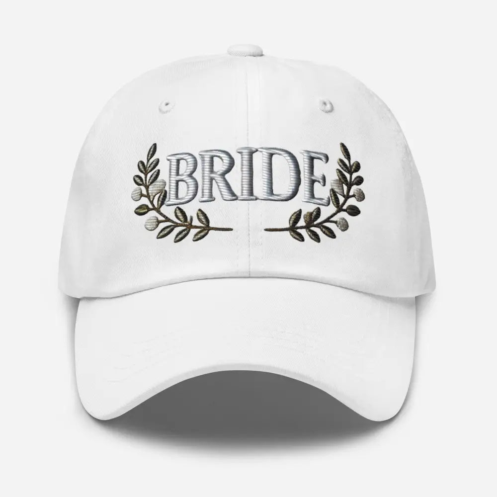 Beautiful wedding hat embroidered bride floral with olive branch wreath