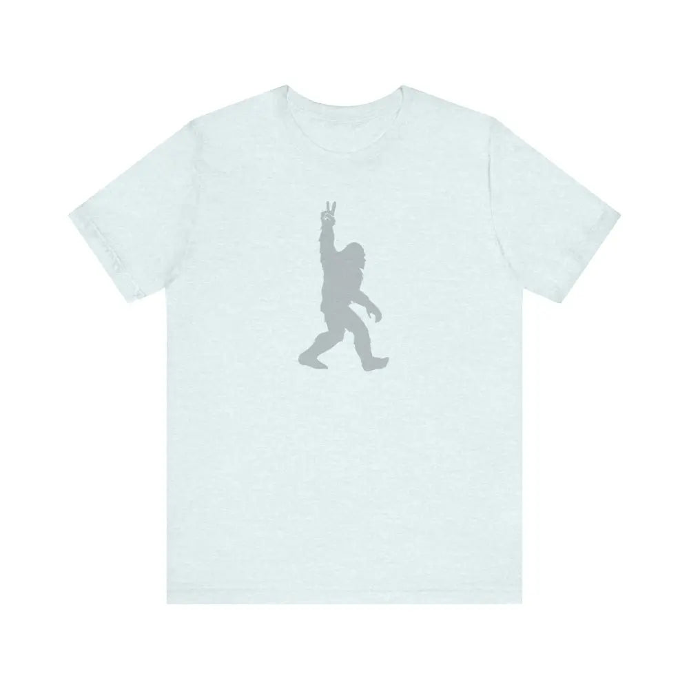 Light blue Bigfoot Legendary Journey graphic tee with grey print