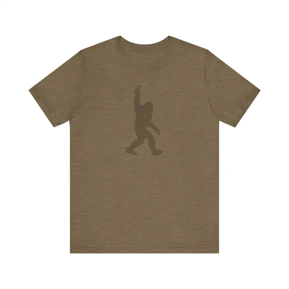 Olive green Bigfoot legendary journey peace sign t-shirt