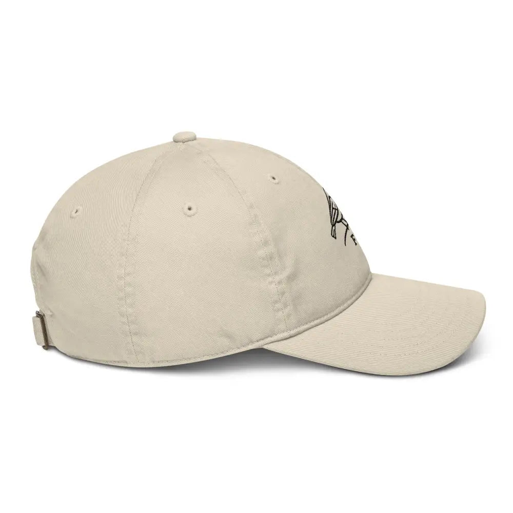 Beige Trini Skies cotton dad hat with embroidered bird branch