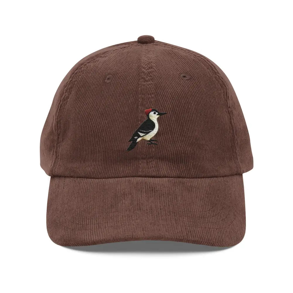 Woodpecker embroidered vintage corduroy baseball cap