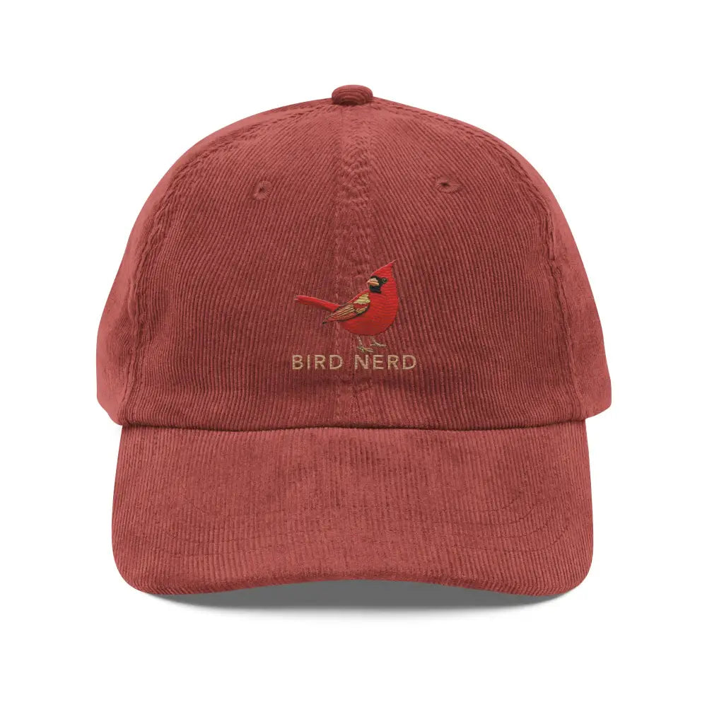 Bird Nerd Embroidered Vintage Corduroy Cap with Cardinal by Trini Skies