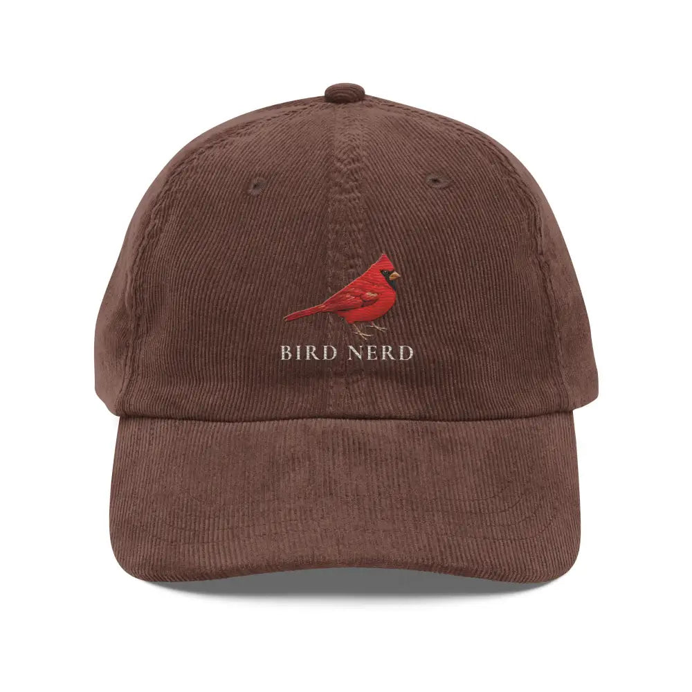 Bird Nerd Cardinal Embroidered Vintage Corduroy Cap