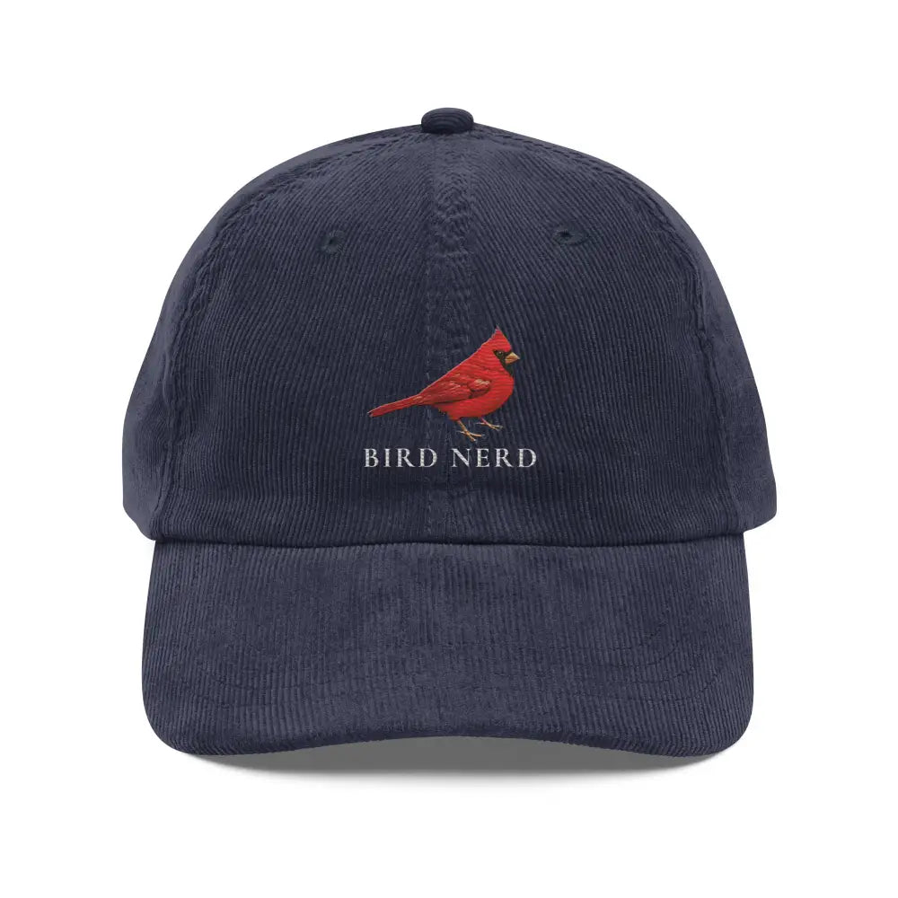 Bird Nerd Cardinal Embroidered Vintage Corduroy Cap