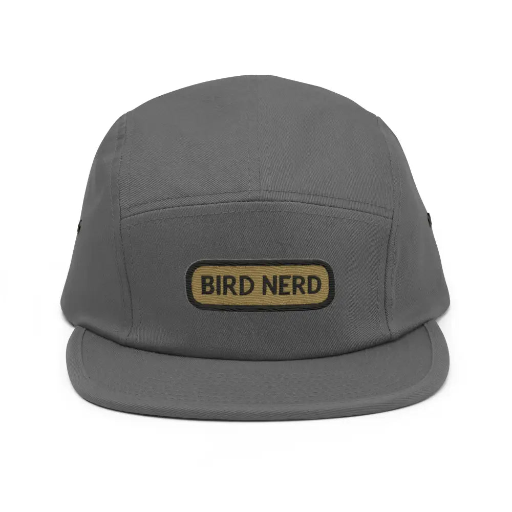 Gray Bird Nerd embroidered corduroy five-panel camper cap from Trini Skies Supply