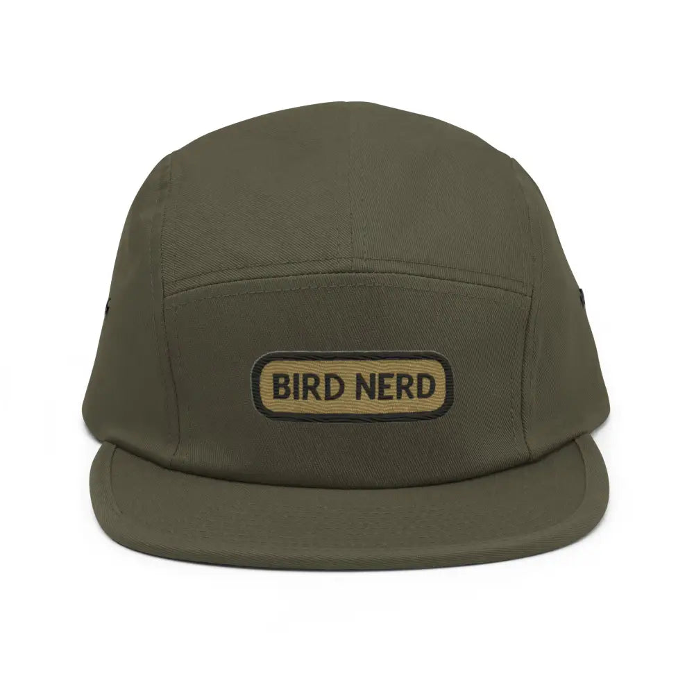 Olive green embroidered corduroy bird nerd camper cap by Trini Skies Supply