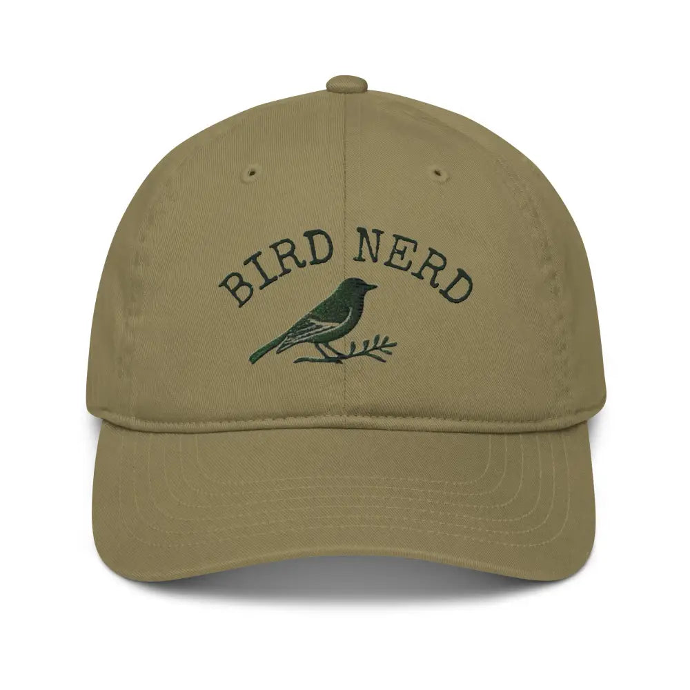 Bird Nerd embroidered khaki dad cap with bird design