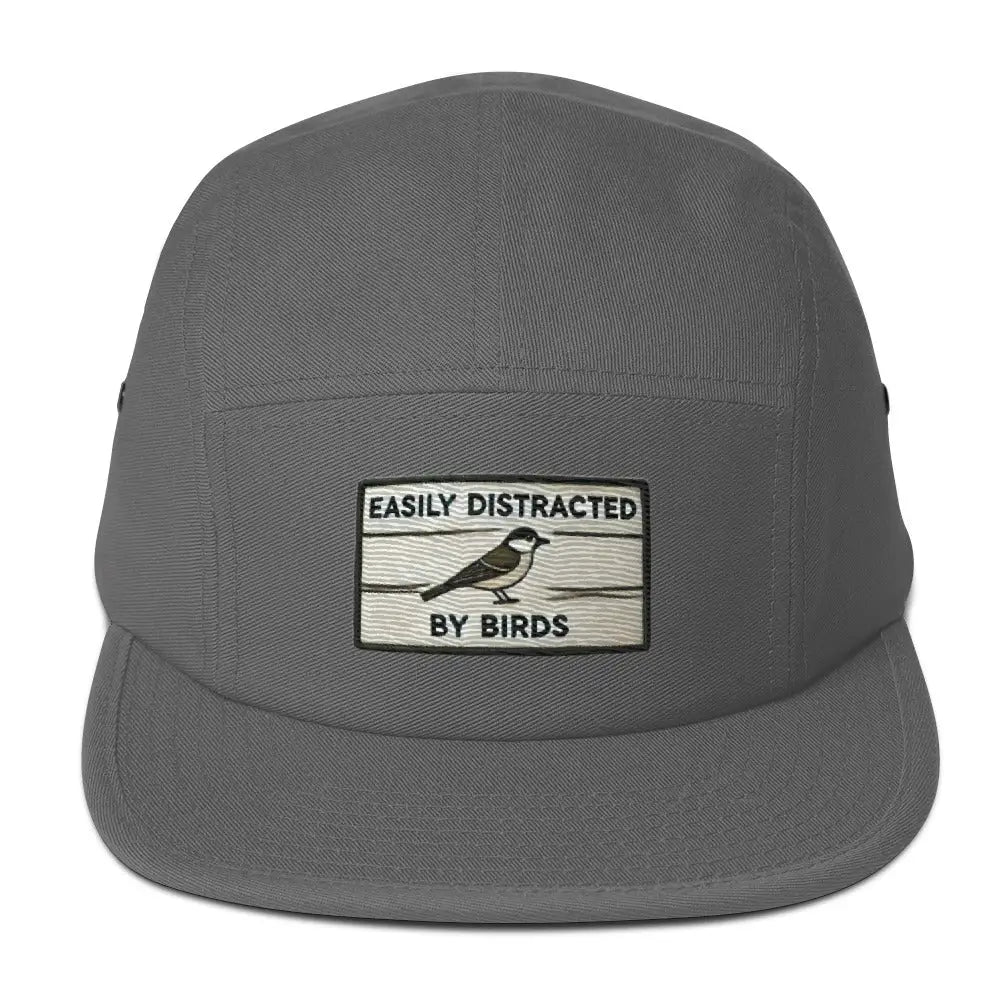 Gray birds five panel embroidered corduroy hat with Trini Skies patch