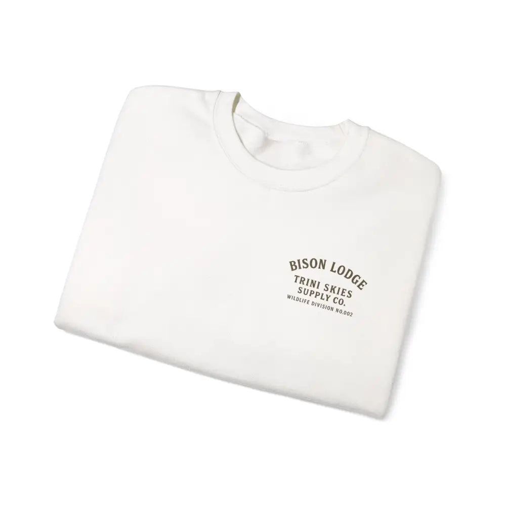 Bison Lodge Crewneck folded white t-shirt with chest graphic