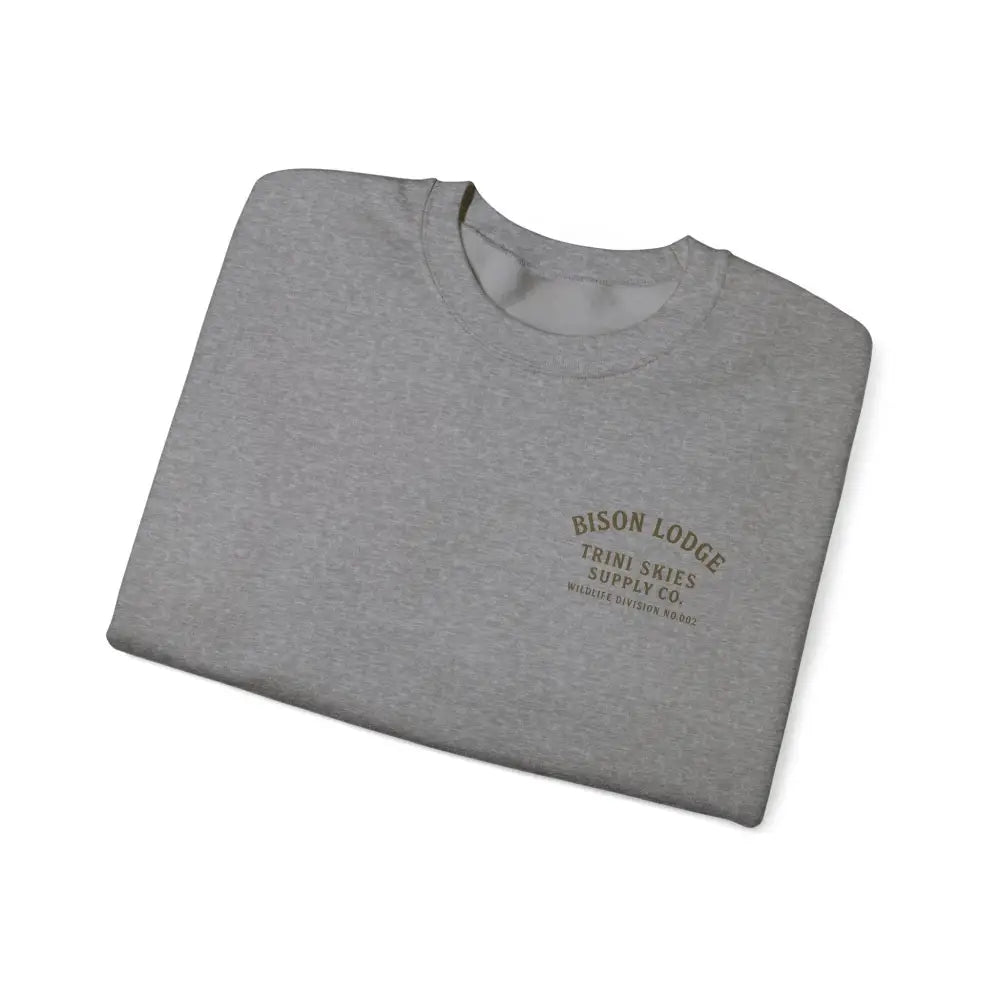 Bison Lodge Crewneck gray long-sleeved t-shirt with wildlife graphic