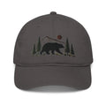 Black bear embroidered organic cotton dad hat with forest design