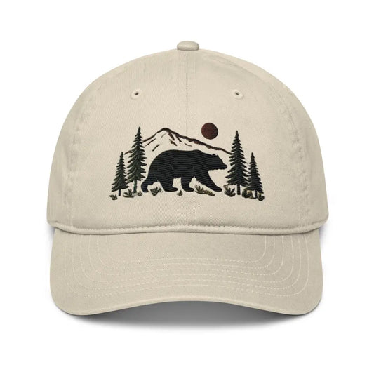 Black Bear Embroidered Organic Cotton Dad Hat Nature - Oyster / Unisex / Adults - Hats light beige baseball cap