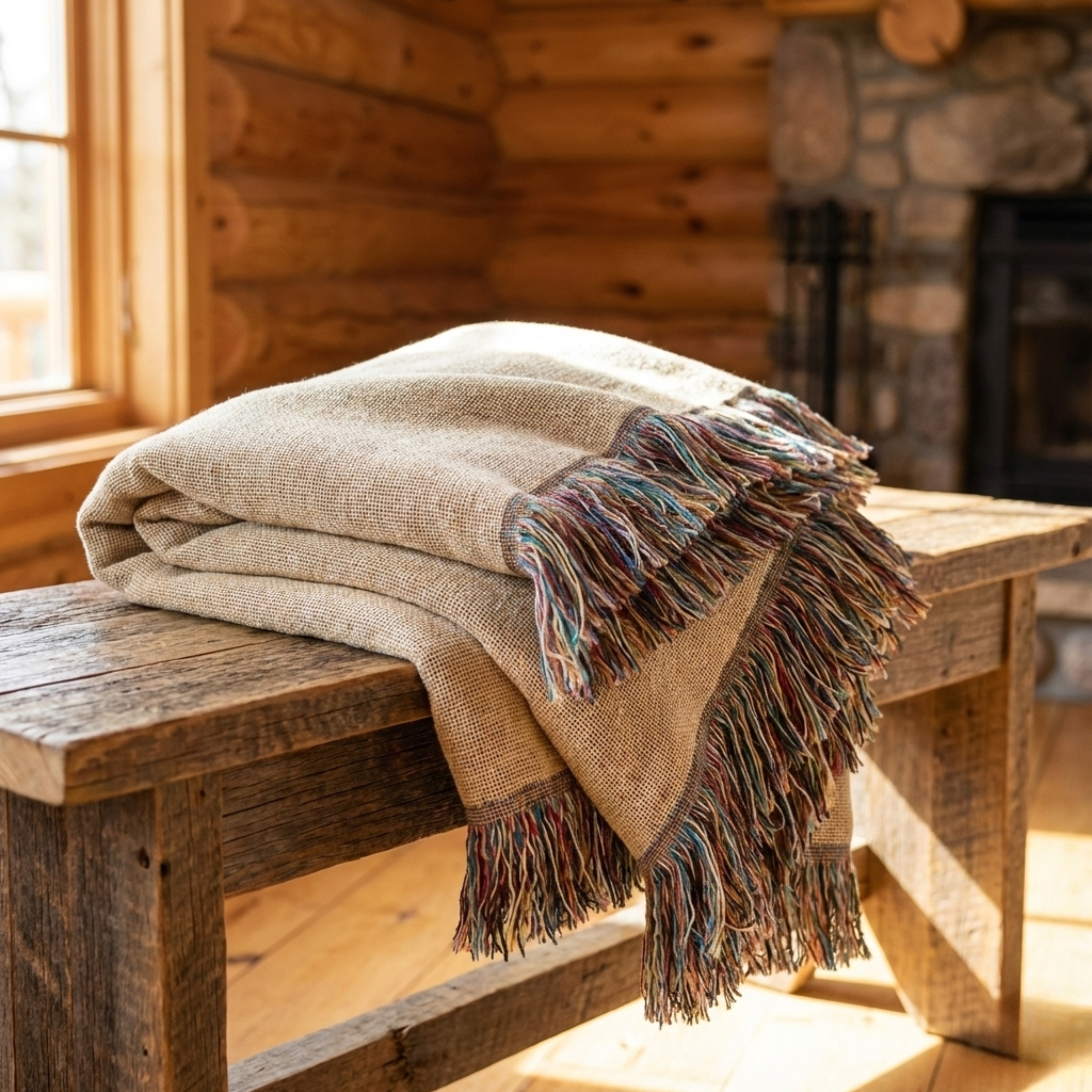 Bear Woven Blanket – Rustic Woodland Tapestry Throw Wildlife and Nature Gifts