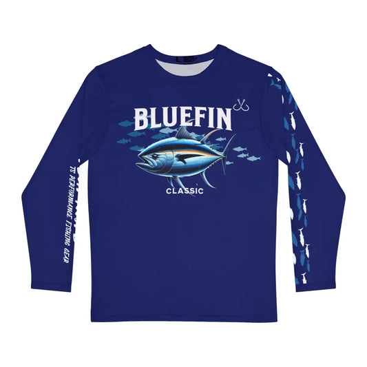 Bluefin Classic Performance Fishing Shirt - UV Protection Long Sleeve Polyester - S / Blue - All Over Prints blue