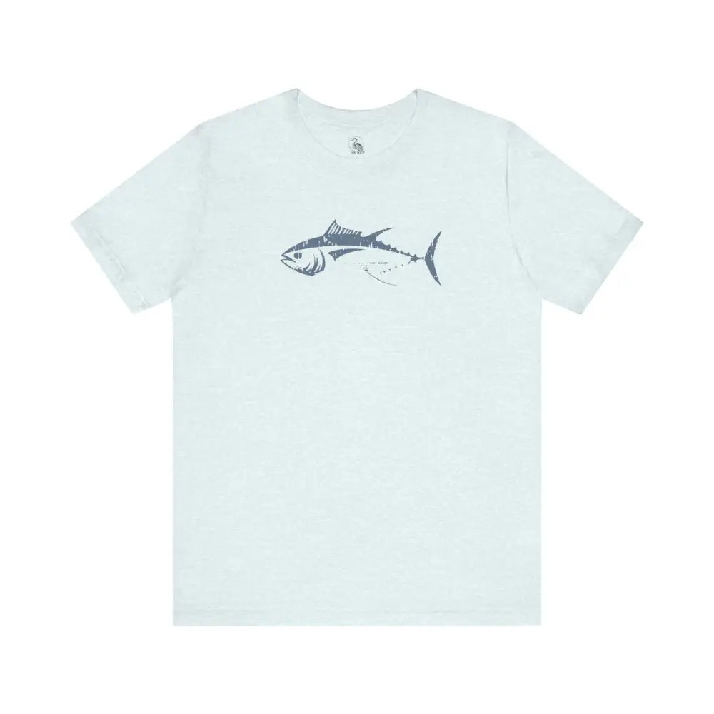 Light blue t-shirt with bluefin tuna graphic for ocean lovers