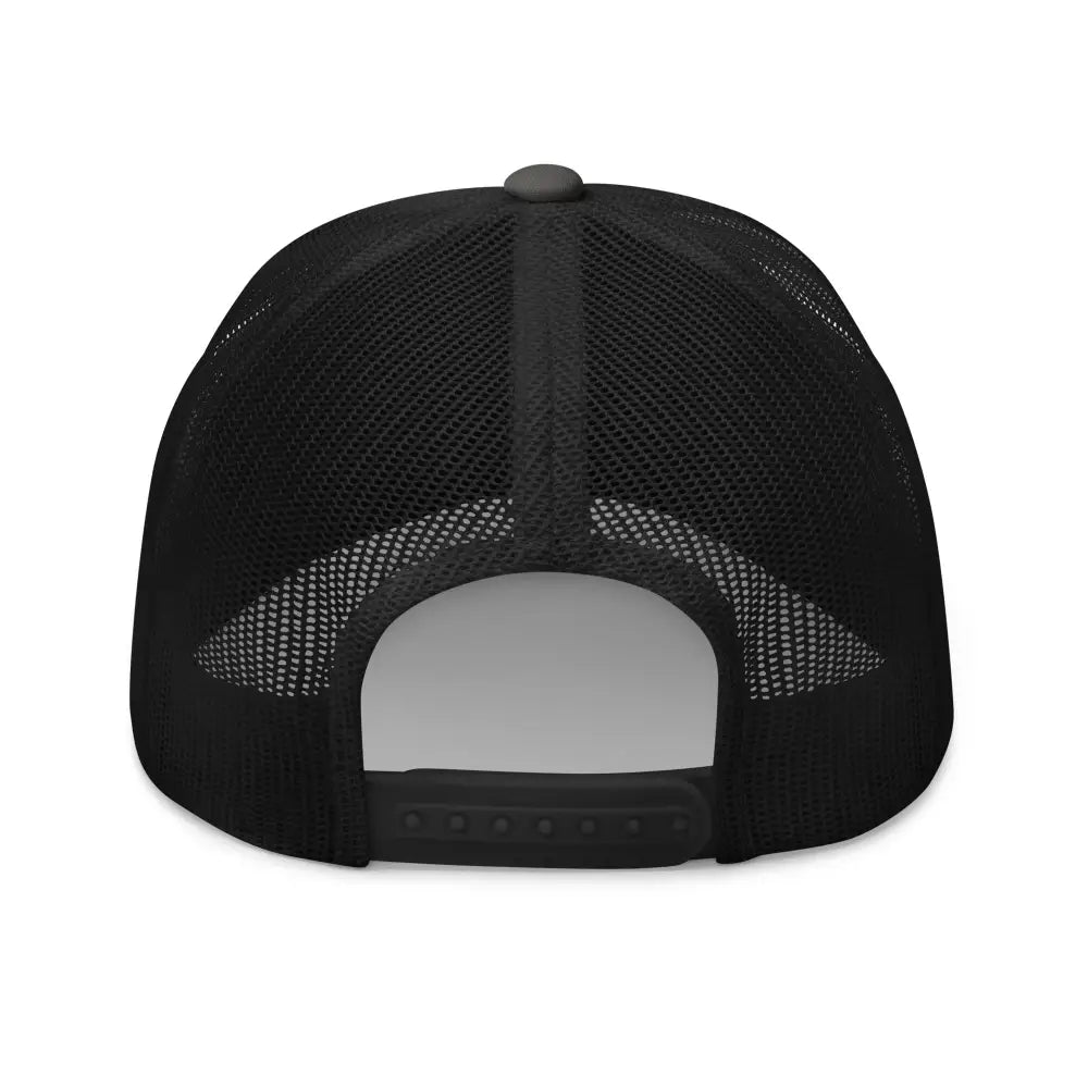 Bold Moves Embroidered Trini Skies Black Mesh Trucker Hat