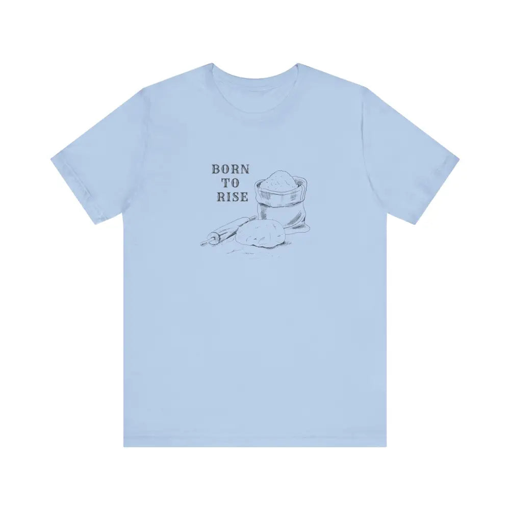 Light blue Trini Skies baking graphic tee with timeless elegance