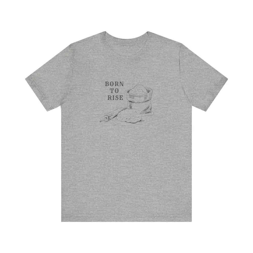 Grey graphic t-shirt with baking ingredients, experience timeless elegance