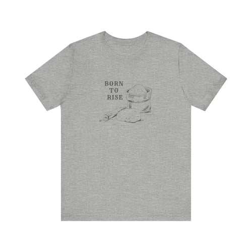 Grey graphic t-shirt with baking ingredients, experience timeless elegance