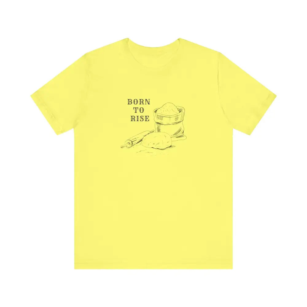 Yellow Trini Skies short-sleeve t-shirt with baking graphic