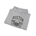 Light gray Boston graphic hoodie with EST 1630 print