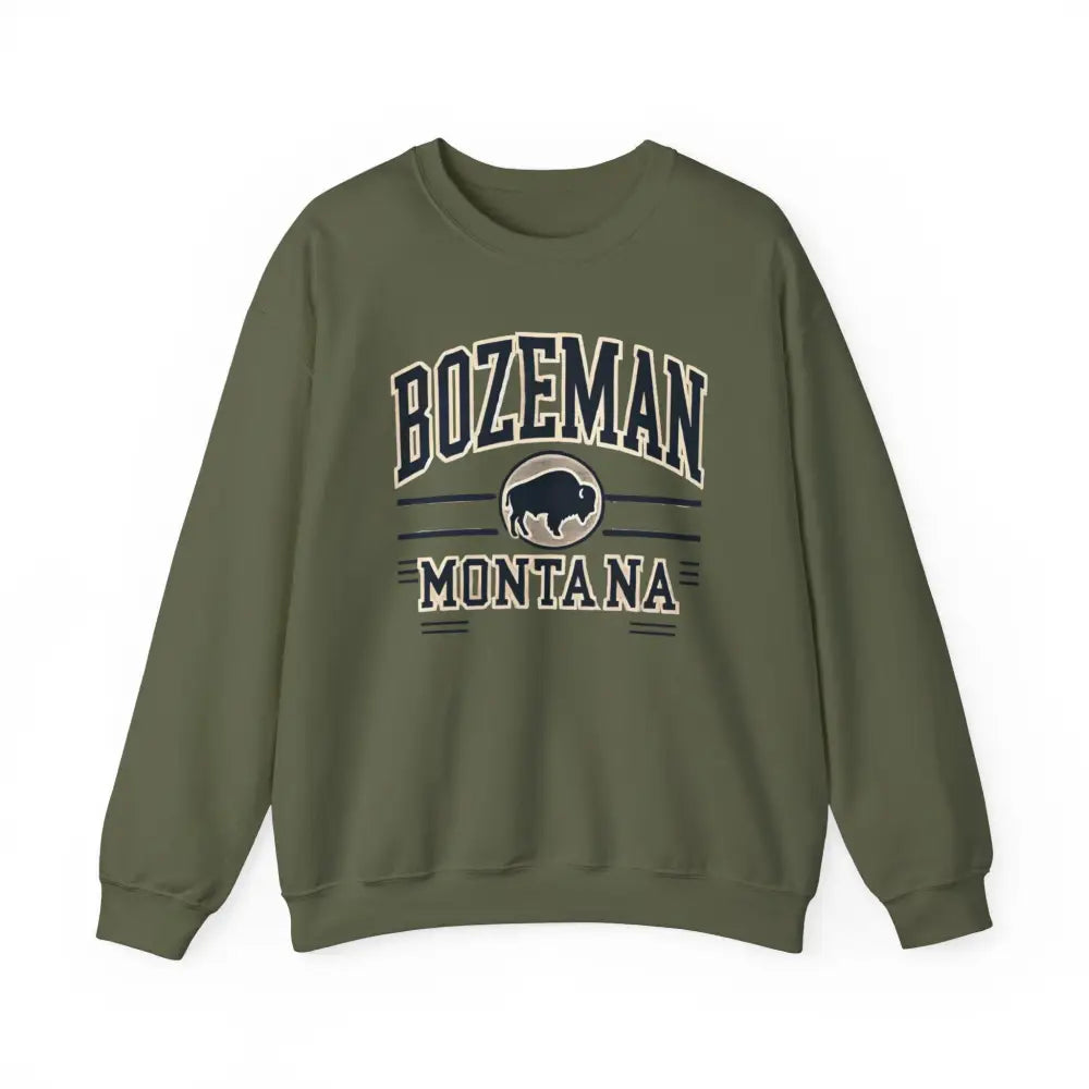 Bozeman Montana graphic sweatshirt with buffalo design