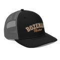 Bozeman Montana Richardson 112 retro embroidered trucker hat in black and grey