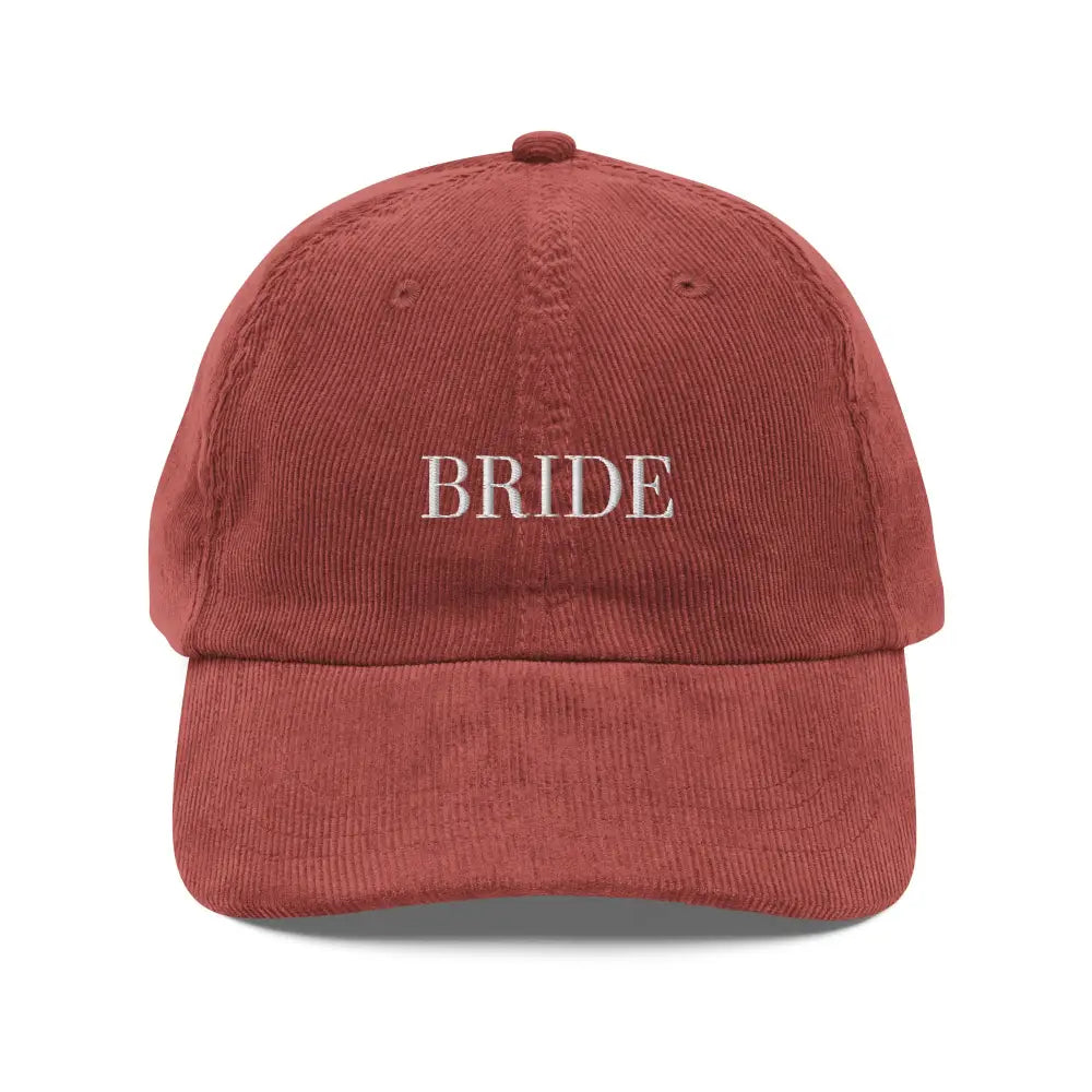 Vintage embroidered corduroy cap with Bride for bridal shower