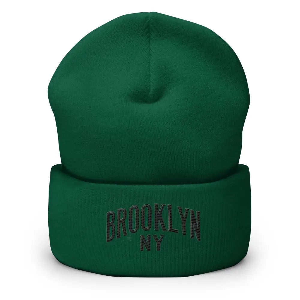 Dark green Trini Skies embroidered beanie in Brooklyn NY urban street style