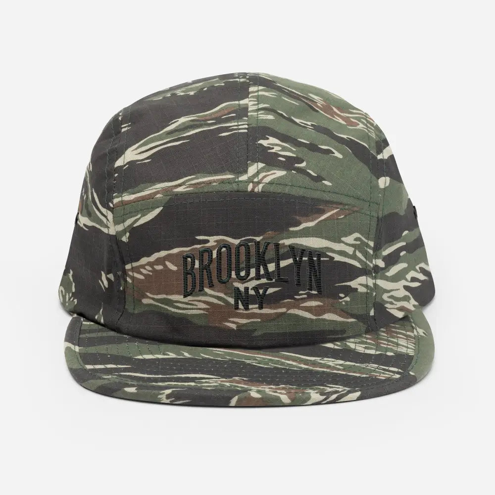 Brooklyn NY embroidered camo five-panel urban streetwear essential hat
