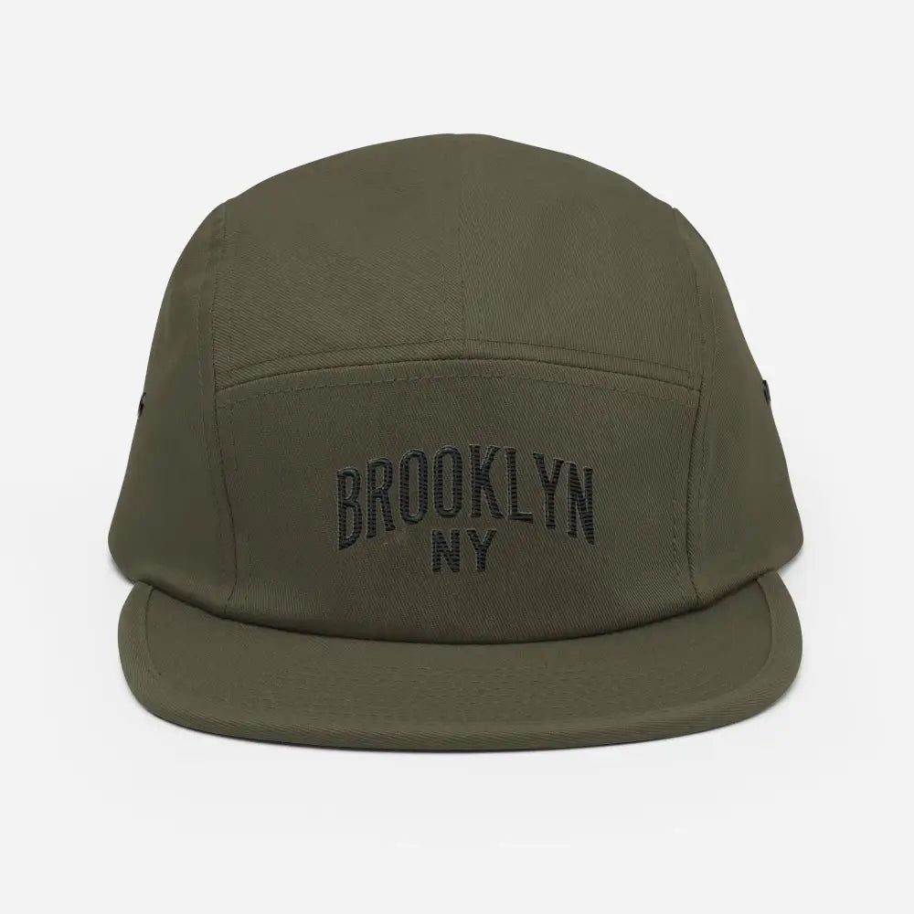Olive green Brooklyn NY embroidered five-panel cap urban streetwear essential
